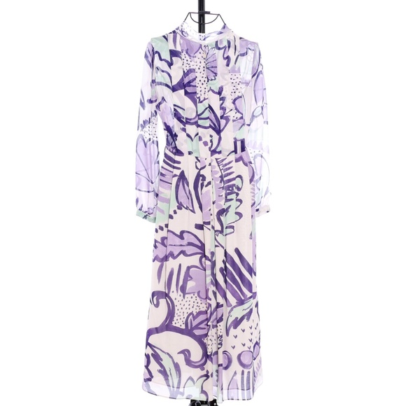 Burberry Floral Print Silk Smock Dress - Size 36 - Picture 6 of 8